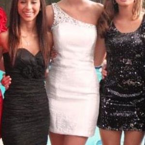 Worn once! Laundry by Shelli Segal One Shoulder Dress in White